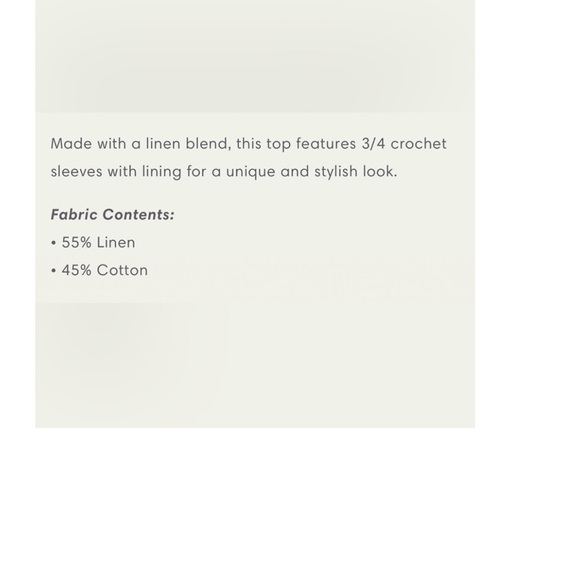 Umgee Linen Blend Top with Crochet Sleeves - Size XL/1X - Picture 16 of 16